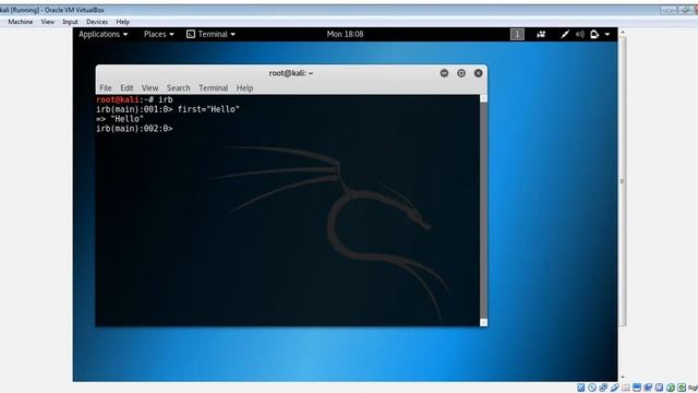 Ruby interactive shell Hello World in Kali Linux смотреть онлайн