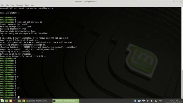 Linux Mint & Ubuntu - ls sl & man command tutorial - amazing train on terminal смотреть онлайн
