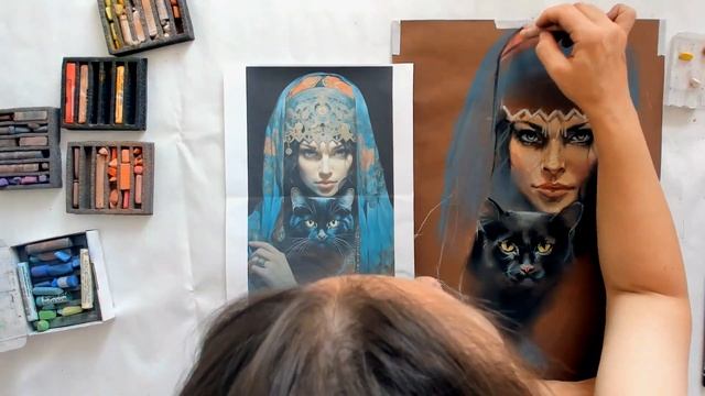 Портрет красавицы с кошкой