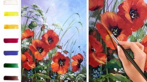 Маки и травы. Как нарисовать цветы АКРИЛ! Мастер-класс ДЕМО