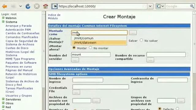 Montar carpeta samba co webmin смотреть онлайн