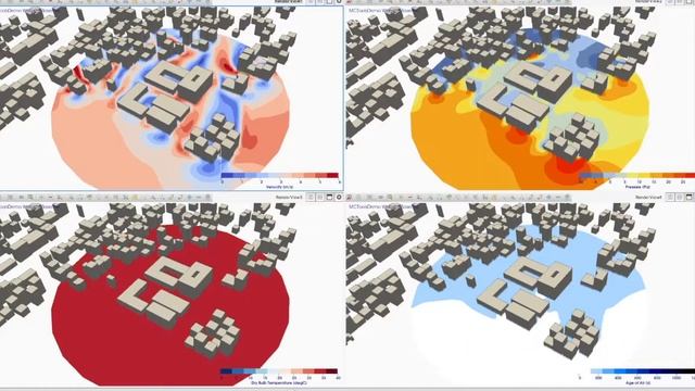Hourly Wind Analysis (OpenFOAM CFD) around buildings imported from OpenStreetMap смотреть онлайн