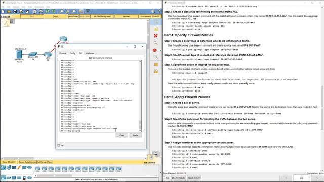 CCNA Security V2 – Lab - 4.4.1.1 - Configuring A Zone-Based Policy Firewall (ZPF)