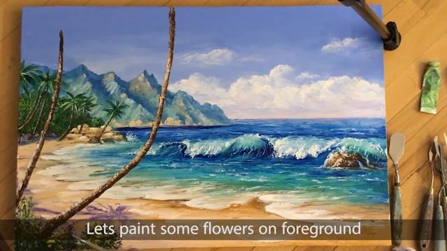 «Тропический пейзаж - 5» как нарисовать МАСЛО | Сезон 1-11 |Мастер-класс смотреть онлайн