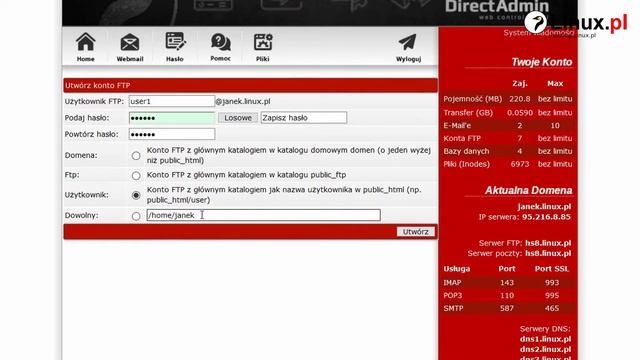 Linux.pl: Zarządzanie kontami FTP w panelu DirectAdmin смотреть онлайн