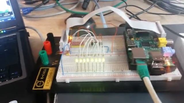 raspberry pi and 595 - monitoring various network devices and show the status on the LEDs- смотреть онлайн