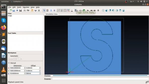 How to simulate G-codes in Camotics on Linux