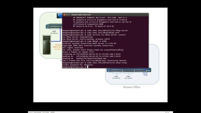 DHCP Relay Configuration on Juniper SRX 210 using Ubuntu 12.04 DHCP Server смотреть онлайн