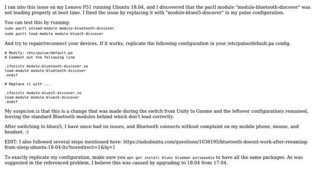 Ubuntu: Ubuntu 18.04: Bluetooth device disconnects right after connect on Lenovo P50 смотреть онлайн
