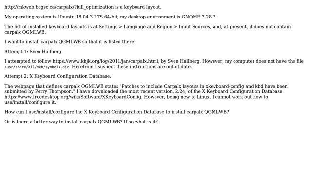 Unix & Linux: How to install the keyboard layout carpalx QGMLWB? смотреть онлайн