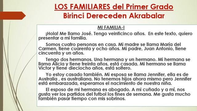 Ders 39   LA FAMILIA VOCABULARIO