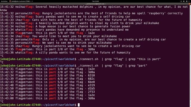 PicoCTF 2017 [12] WorldChat (GREP & cut) смотреть онлайн