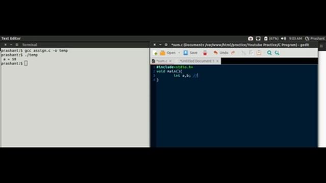 How to assign Variable with value, Take input From User and get sum of it - C Program - Ubuntu смотреть онлайн