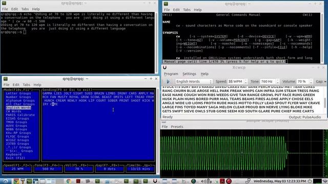 Morse Code Training APPs on LINUX - brief demo of 3 programs - CW, CWCP, XCWCP смотреть онлайн