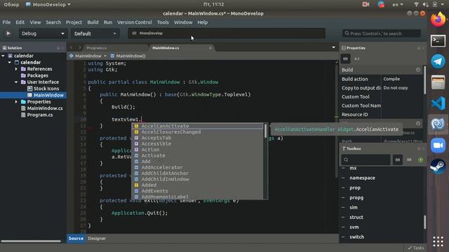 How to use component "Calendar", c#, gtk, MonoDevelop смотреть онлайн