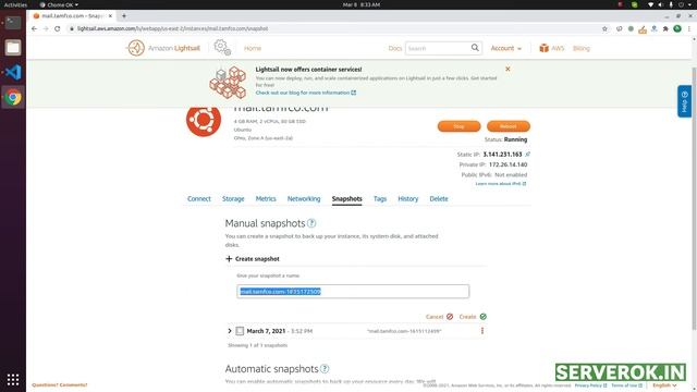 How to enable Snapshot (Backup) in Amazon Lightsail Server смотреть онлайн