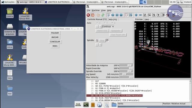 Linoteck Automação Industrial Exemplo programação linguagem Python comando de máquina CNC LinuxCNC смотреть онлайн