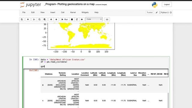 Plotting geolocations using geopandas смотреть онлайн