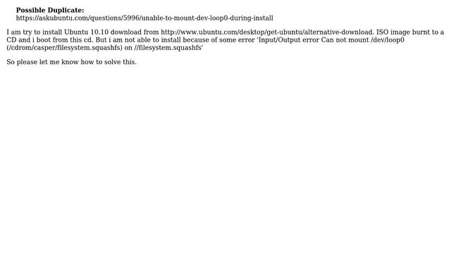 Ubuntu: Not able to install Ubuntu 'Can not mount /dev/loop0' смотреть онлайн