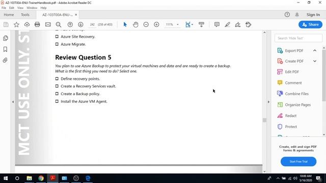 Azure AZ-104 M7 Review Questions смотреть онлайн