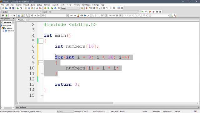C Tutorial #17 - For Loop Initialize Array смотреть онлайн
