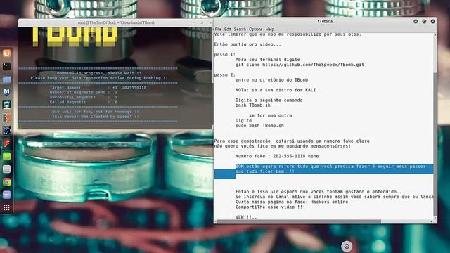 SMS Bomba em qualquer número de Telefone TBomb Kali Linux 2019 3 2 смотреть онлайн