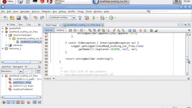 NetBeans IDE run on Raspberry Pi 2, Java get CPU frequency by "cat /sys/.../scaling_cur_freq" смотреть онлайн