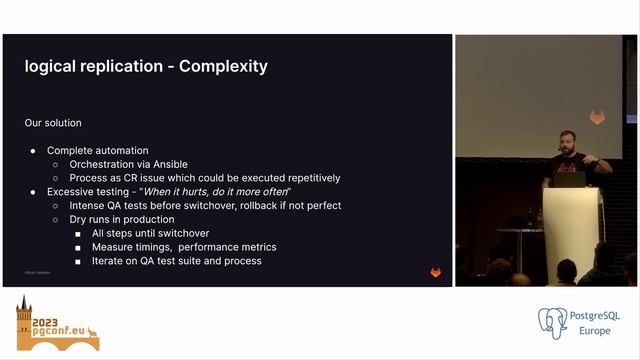 Alexander Sosna: How we execute PG major upgrades at GitLab, with zero downtime. (PGConf.EU 2023) смотреть онлайн