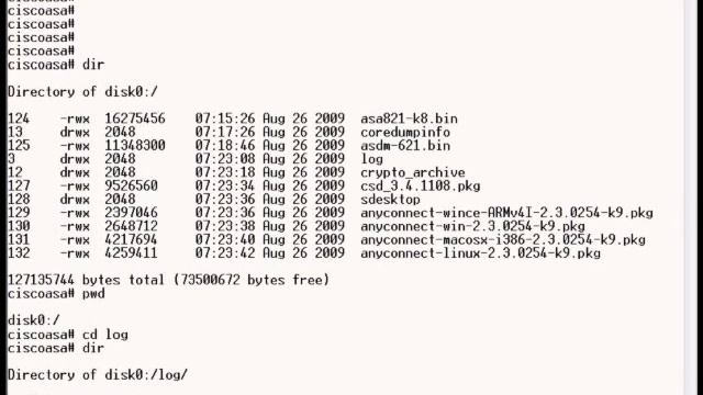 Cisco ASA ver. 6, 7, and 8.2: create and delete directories смотреть онлайн