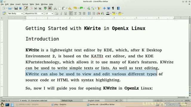 Getting Started With Kwrite in OpenLx Linux смотреть онлайн