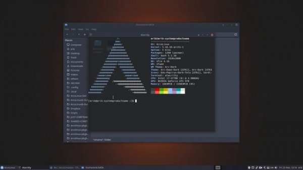 ArcoLinux : 2783 Changing ArcoLinux to Arch Linux in a few seconds - neofetch logo - backup folder