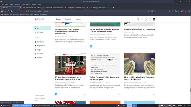 ArcoLinux : 1051 add interesting articles on pocket and read them later смотреть онлайн