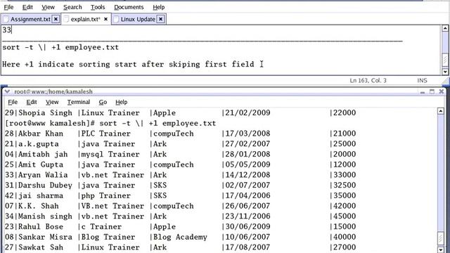 Linux Command (Part 7_B) - sorting of content by field смотреть онлайн