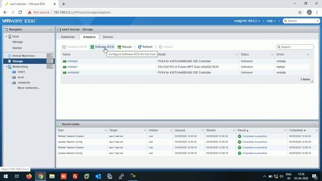 Configuring iSCSI Adapters and Mount Centralized Shared iSCSI Storage on ESXI 6.5 Host step by step смотреть онлайн