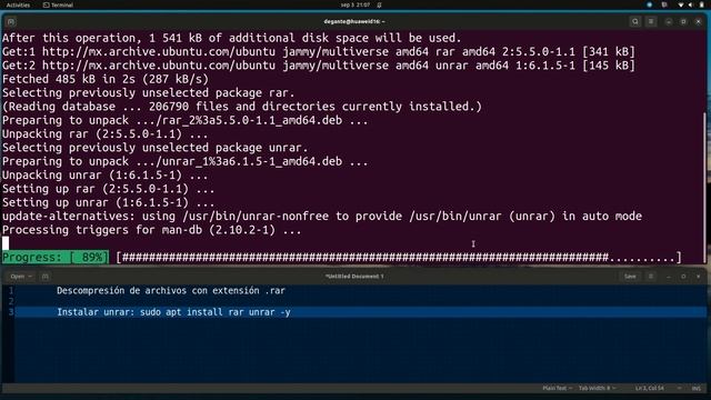 Descomprimir archivos .rar en Ubuntu (sin audio) смотреть онлайн