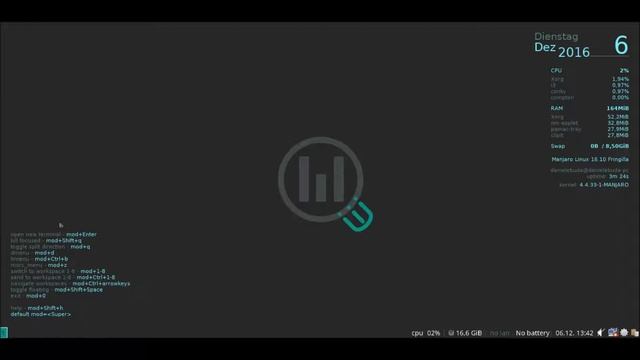Manjaro i3 16.10.3 Installation and Overview смотреть онлайн