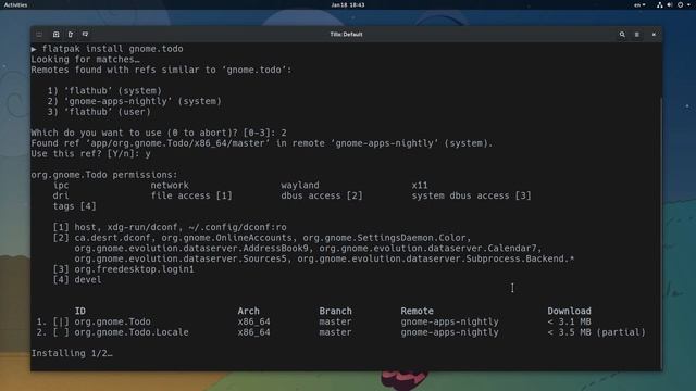 Flatpak 1.1.3 CLI: Installing GNOME Todo смотреть онлайн
