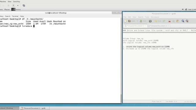 Shrink and Extend linux file system ext4 and xfs on RHEL7 RHCSA смотреть онлайн
