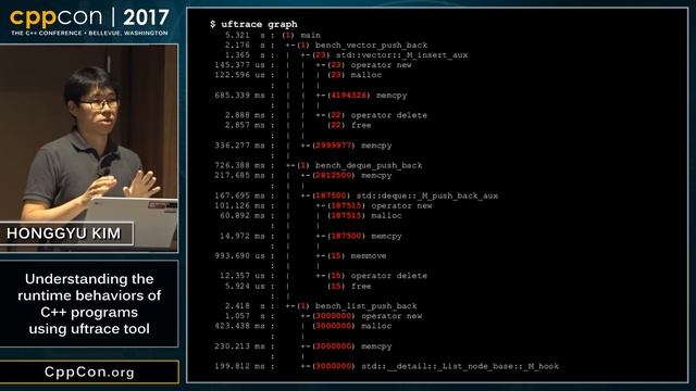 CppCon 2017: Honggyu Kim “Understanding the runtime behaviors of C++ programs using uftrace tool” смотреть онлайн