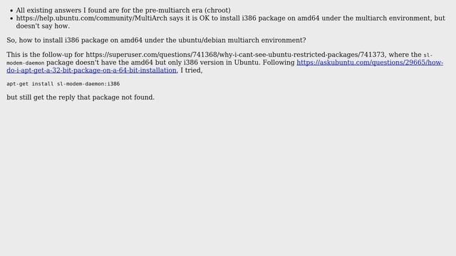 Unix & Linux: How to install i386 package under amd64 ubuntu/debian? смотреть онлайн