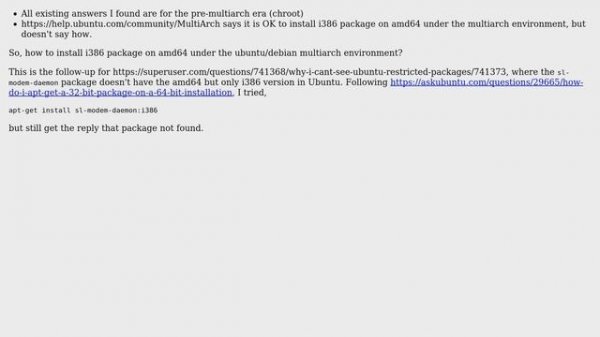 Unix & Linux: How to install i386 package under amd64 ubuntu/debian?