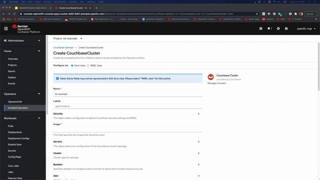 Red Hat OpenShift Couchbase Operator install and Cluster Configuration смотреть онлайн