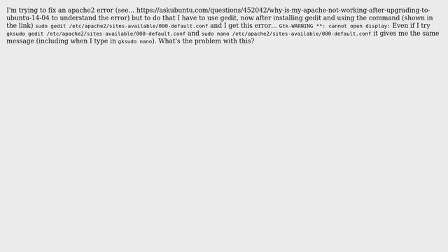 Ubuntu: Ubuntu 14.04 gedit error cannot open display смотреть онлайн