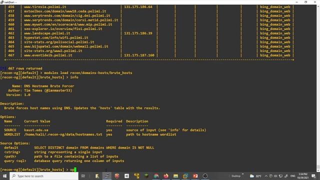 passive reconnaissance for a domain( theharvester, recon-ng, shodan) смотреть онлайн