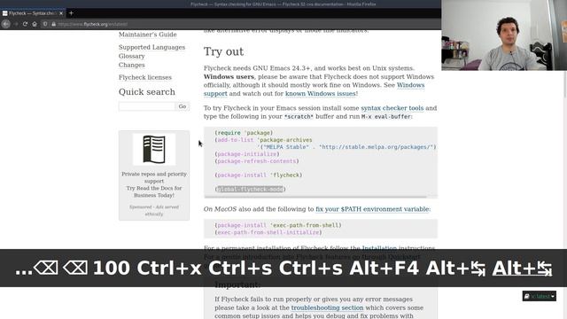 Configurando o Emacs #10 - Checagem de sintaxe (Flycheck) смотреть онлайн