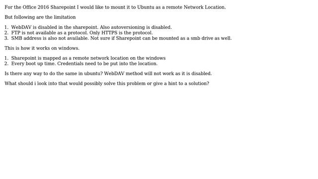 Sharepoint: Mounting Sharepoint on Ubuntu as a Remote Network Location смотреть онлайн