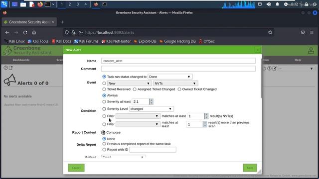 how to configure alert setting in openvas tool kali linux смотреть онлайн