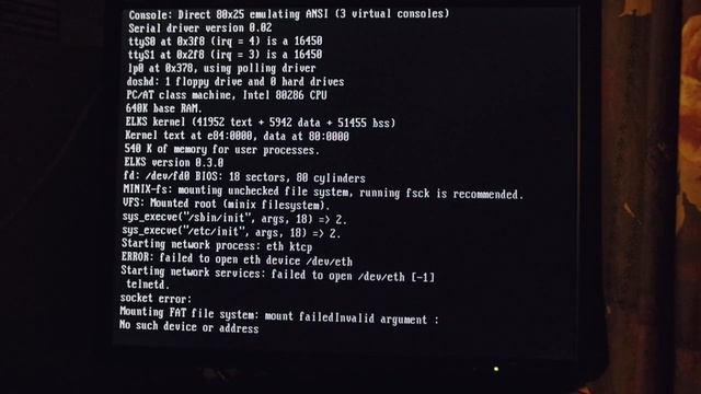 booting ELKS on an old 286 MB from 1,44MB floppy смотреть онлайн