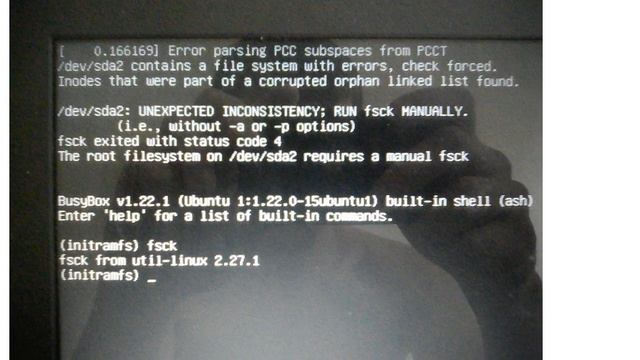 Ubuntu: The Root Filesystem Requires Manual Fsck