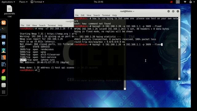 How to use hping3 in Kali Linux to Dos some one смотреть онлайн